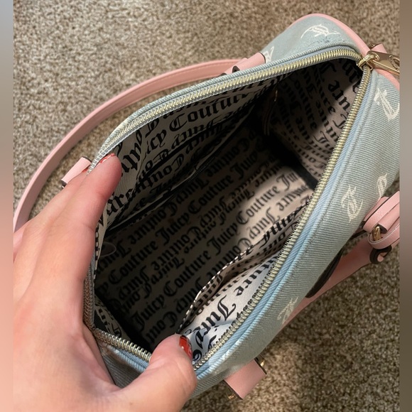 BNWT JUICY COUTURE Gothic Denim White Bestseller Fame Satchel - Picture 3 of 8